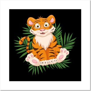 A tiger cub in the foliage Posters and Art